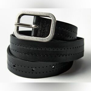 Zara topstitch leather belt NWT